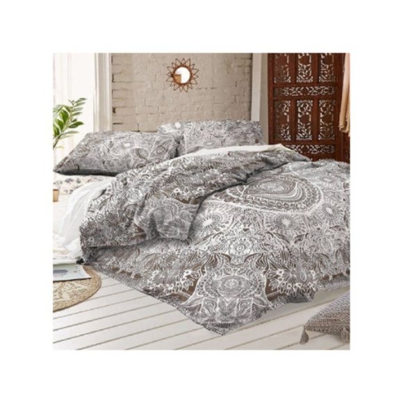 Full/Queen HAMSA Grey White Tapestry Wall Hanging Bedding Bohemian Boho Style - Picture 3 of 10